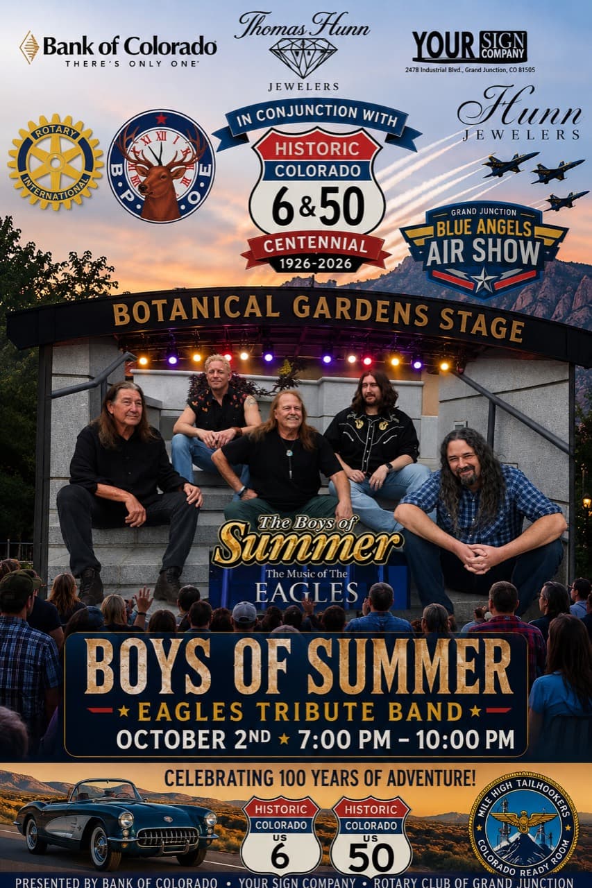 Boys of Summer Eagles tribute band at the Botanical Gardens Stage, October 2 from 7:00 to 10:00 PM